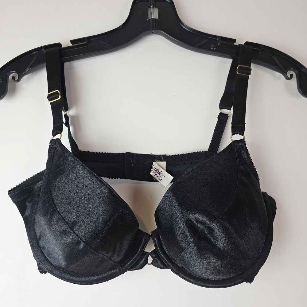 Frederick's Of Hollywood‎ Women's Black Satin Bra Size 34D Style 1434 Sexy